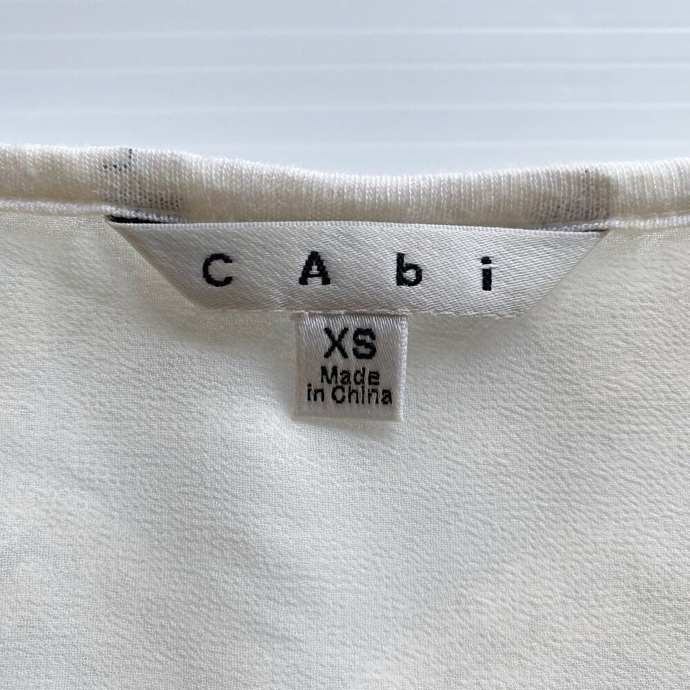 CAbi Top‎ Womens XS Waverly White Lace Back Top #773 Lined Sheer Dolman Sleeve - Picture 7 of 10